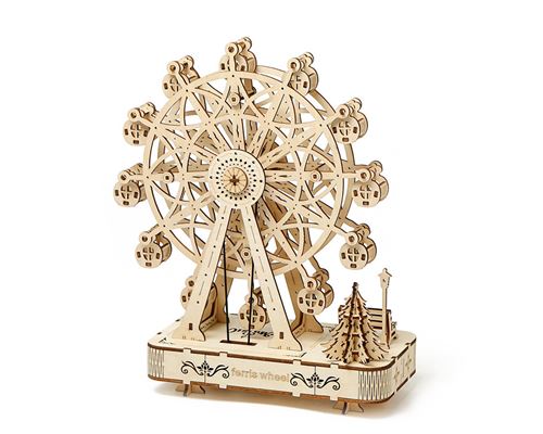 Dam Maqueta De Madera 3D, Diseño De Noria Con Música Y Movimiento Mecánico. 133 Piezas.