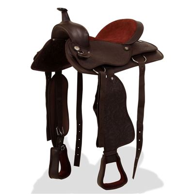 Montura Occidental, Cabezada Y Pechera Cuero Real 17"" Marrón, Vidaxl