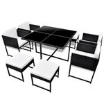 Set comedor de jardín vidaXL 9 piezas sintético negro