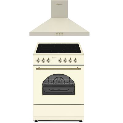 Solthermic Crema Conjunto Cocina Vitrocerámica Vtc60 3 Fuegos 60X60cm + Campana H60p-C 60Cm