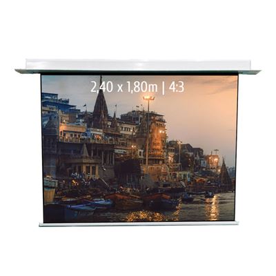 Pantalla De Proyección Eléctrica Empotrable Kimex 048-1504w, 2,40 X 1,80m, Formato 4/3, Función Wifi