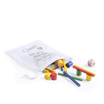 Dokym, Juego De Habilidad Dam De 33 Piezas En Madera, Con Funda De Tela Con Cordones Auto Cierre. Multicolor