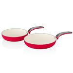 Juego 2 Sartenes Retro SWAN SWPS2010RN 20-28cm inducción antiadherente Cerámica PFOA PTFE Vintage Rojo