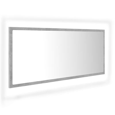 Vidaxl Gris Espejo De Baño Con Led Aglomerado Hormigón 100X8,5X37cm