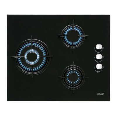 Placa De Gas Cata Cib 6021 Bk 3 Fuegos 60cm 8100w Negro
