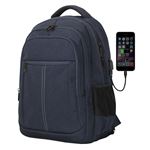 Mochila Phoenix Boston Para Portatil Hasta 15.6 Pulgadas, Con Cable Usb, Viaje, Azul