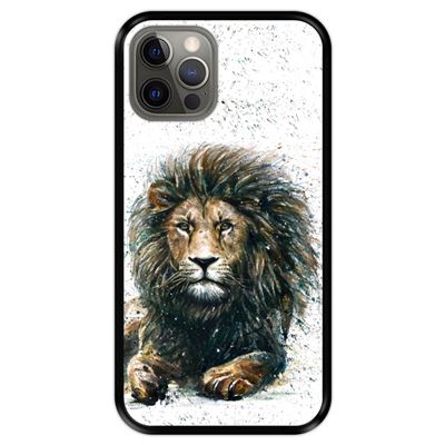Funda Hapdey Negra para iPhone 12 - 12 Pro diseño El león, rey de la selva silicona flexible TPU