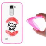 Funda LG K10, WoowCase Funda Silicona Gel Flexible Labios Kiss Me, Carcasa Case - Rosa