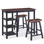 Conjunto de mesa alta de cocina vidaXL 3 piezas Negro