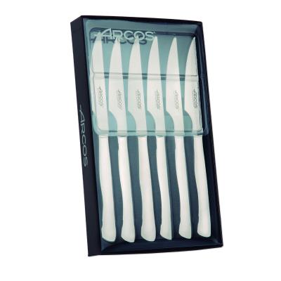 Juego De Cuchillos Chuleteros Arcos De Mesa 378200 Monoblock De Una Pieza De Acero Inoxidable, Hoja De 11 Cm En Caja De Regalo 6 Piezas