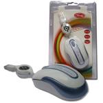 Mouse Mini Optico USB 3free Msm201/Wb Cable Retractil Blanco Azul/Plata