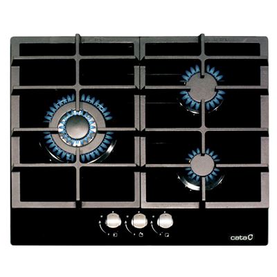 Placa De Gas Cata Lcib 6021 Bk 3 Fuegos 60cm 6250w Negro