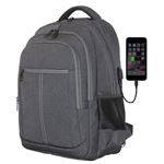 Mochila Phoenix Boston Para Portatil Hasta 15.6 Pulgadas, Con Cable Usb, Viaje, Gris