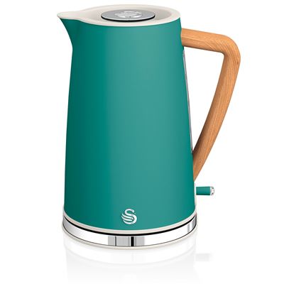 Hervidor De Agua Eléctrico Ultra Rápido, Inalámbrico Sin Cable, Diseño Moderno, 1,7 L, 2200 W, Asa Efecto Madera, Apagado Automático Sk14610greneu Verde