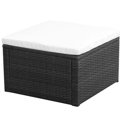 Taburete Otomana Poli Ratán 53x53x30 Cm Negro