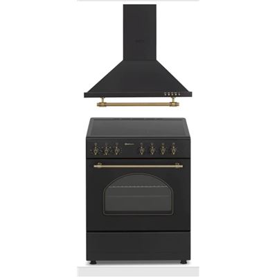 Conjunto Cocina Vitrocerámica Solthermic Vtc60negra 3 Fuegos 60x60cm Negra + Campana Solthermic H60pr 60cm Negro