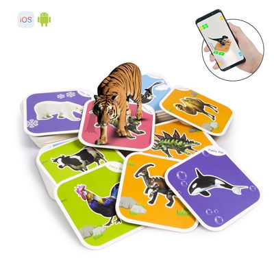 Fancy Zoo. Cartas Educativas Dam Animales Realidad Aumentada. Animales 3d. Aplicación Android Ios. Multicolor