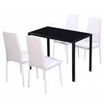 Conjunto de mesa de Comedor vidaXL 5 piezas Blanco Negro