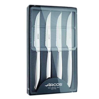 Juego De Cuchillos Chuleteros Arcos De Mesa 378400 Monoblock De Una Pieza De Acero Inoxidable, Hoja De 11 Cm En Estuche 4 Piezas