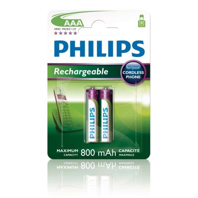 Philips R03b2a80 Aaa, 800 Mah Níquel Metal Hidruro Batería