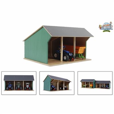 Cobertizo De Granja De Tractores Kids Globe, Pequeño 1:32 Madera 610192