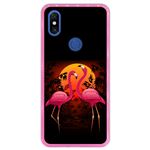 Funda Hapdey para Xiaomi Mi Mix 3 - Mi Mix 3 5G, Diseño Flamencos rosados en puesta de sol tropical, Silicona TPU