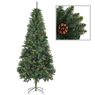 Árbol de Navidad artificial con piñas vidaXL verde 210 cm