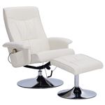 Sillón masaje reclinable reposapiés cuero sintético color crema vidaXL