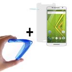 WoowCase | Funda Gel Flexible para [ Motorola Moto G4 ] [ +1 Protector Cristal Vidrio Templado ] Ultra Resistente contra Arañazos y Golpes Dureza 9H, PACK Carcasa Case Silicona TPU Suave Azul
