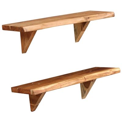 Vidaxl Estantes De Pared 2 Uds. 60X20x16 Cm Madera Maciza De Acacia