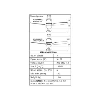 Ventilador de Techo 132cm Aerodynamix Eco 93132334 | Gavri