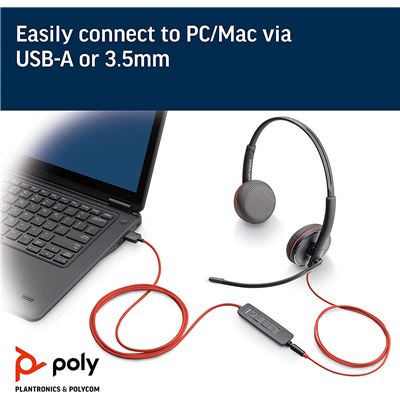 Poly BLACKWIRE C3220 USB-A BLACK (cable largo) BLACKWIRE,C3220 USB-A BLACK (cable  largo)