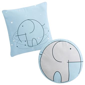Set de 2 cojines decorativos Pekebaby Bluephant gris algodón