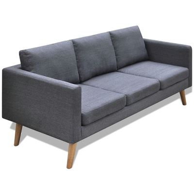 Vidaxl Gris/Oscura Sofá 3 Plazas De Tela
