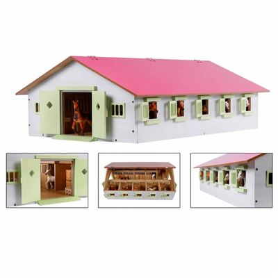 Establo De Caballos Kids Globe, 9 Boxes 1:32 Rosa 610188