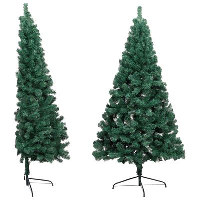 Medio árbol de Navidad artificial con soporte vidaXL PVC verde 150cm