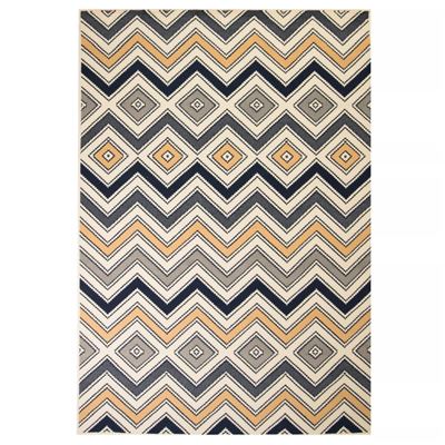 Alfombra moderna vidaXL, estampado zigzag Marrón/Negro/Azul 80x150 cm