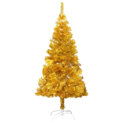 Árbol de Navidad artificial vidaXL con soporte dorado PET 120 cm