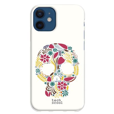 Funda de silicona Techcool para Iphone 12 Mini Diseño Calavera floral vers.4