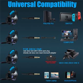 Auriculares con cable para PS5, cascos estéreo con reducción de ruido y  micrófono para PlayStation 5, PS5, X-ONE, PC, teléfono y portátil