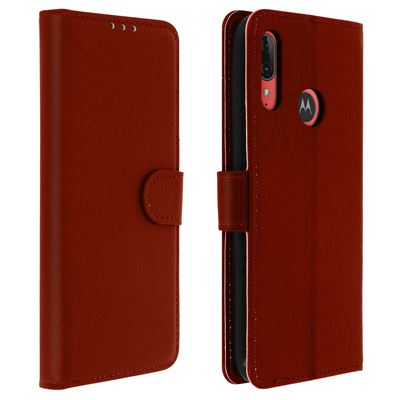 Funda Motorola Moto E6 Plus cartera Función soporte, Marrón