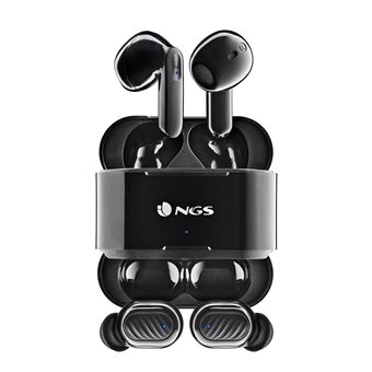 Auriculares NGS ARTICA DUO BLACK 30 hrs autonomía control táctil. Bluetooth y tws. 2 pares - 1