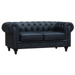 Sofá Chesterfield, Modelo Aliza, 2 plazas Negro