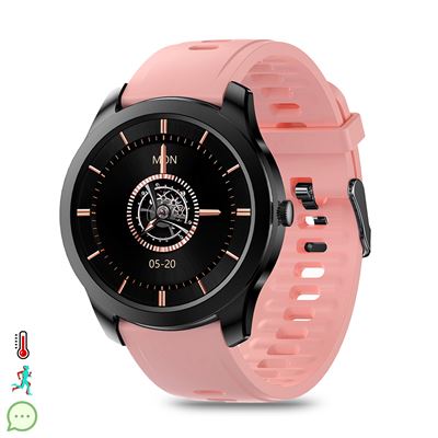 Smartwatch Dam M28 Termómetro Corporal Monitor De Medidor O2 Y Tensión Modos Deportivos Negro Rosa