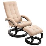 Sillón masaje reclinable y reposapiés tela tacto de ante crema vidaXL