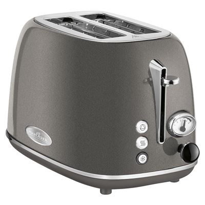 Tostadora Pan Ranura Ancha 2 Rebanadas, 3 Funciones, Indicador Nivel Tostado, Retro Diseño Vintage Proficook Ta 1193 800w Gris