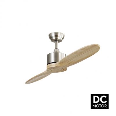 Ventilador De Techo Fabrilamp Leste 22w Motor Dc 45db Ip20 Níquel Y Haya