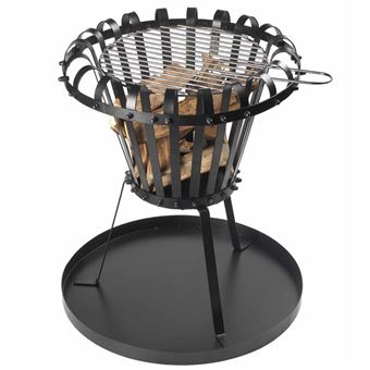 Brasero cesta Perel, bandeja de cenizas redondo Negro BB650