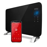 Radiador eléctrico Wifi Cristal Térmico 1500W Gridinlux. Color Negro. Calefacción Termostato. Control por app. Programable.