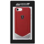 Carcasa para iPhone 7 / iPhone 8 Licencia Ferrari Piel Aluminio Rojo